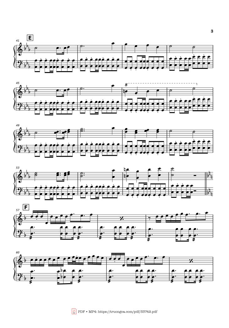 Page 3 of the piano sheet music PDF Piano – Schoolhouse Trouble Piano by Composed by: Anthony Hampton
