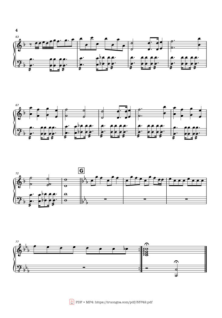 Page 4 of the piano sheet music PDF Piano – Schoolhouse Trouble Piano by Composed by: Anthony Hampton
