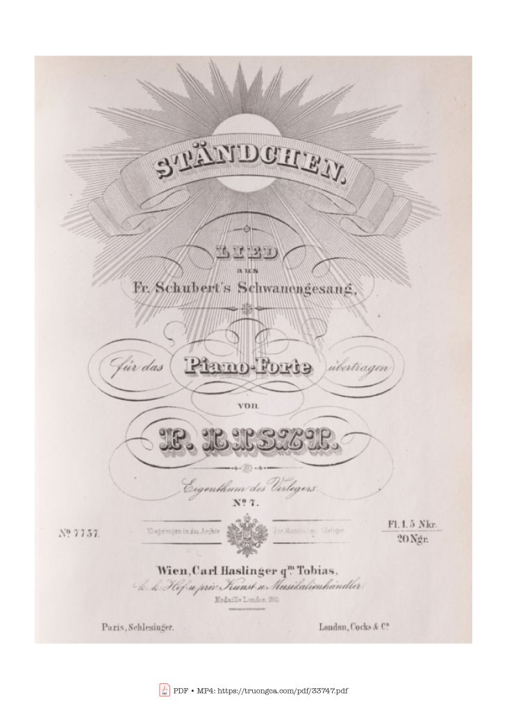 Page 1 of the piano sheet music PDF Piano – Standchen D. 957 No.7 Piano by Franz Schubert
