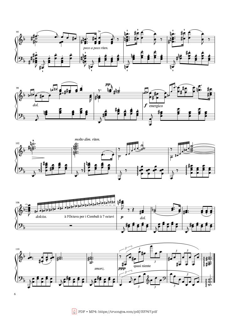 Page 6 of the piano sheet music PDF Piano – Standchen D. 957 No.7 Piano by Franz Schubert