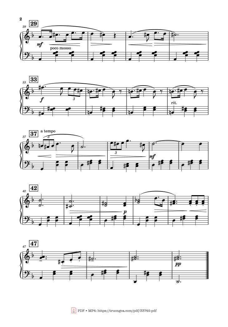 Page 2 of the piano sheet music PDF Piano – Sérenade Piano EASY by Franz Schubert