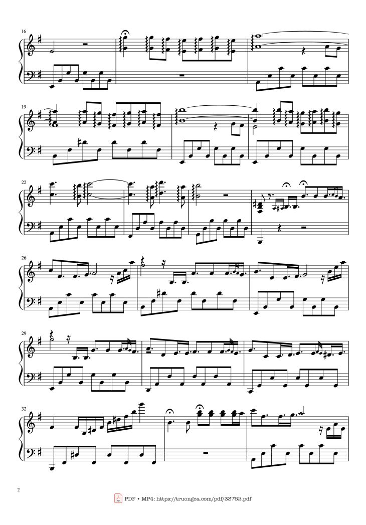 Page 2 of the piano sheet music PDF Piano – Historia de un amor Piano by Giovanni Marradi