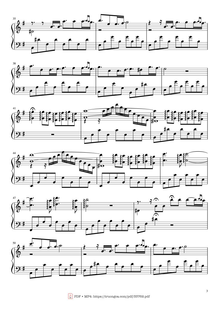 Page 3 of the piano sheet music PDF Piano – Historia de un amor Piano by Giovanni Marradi