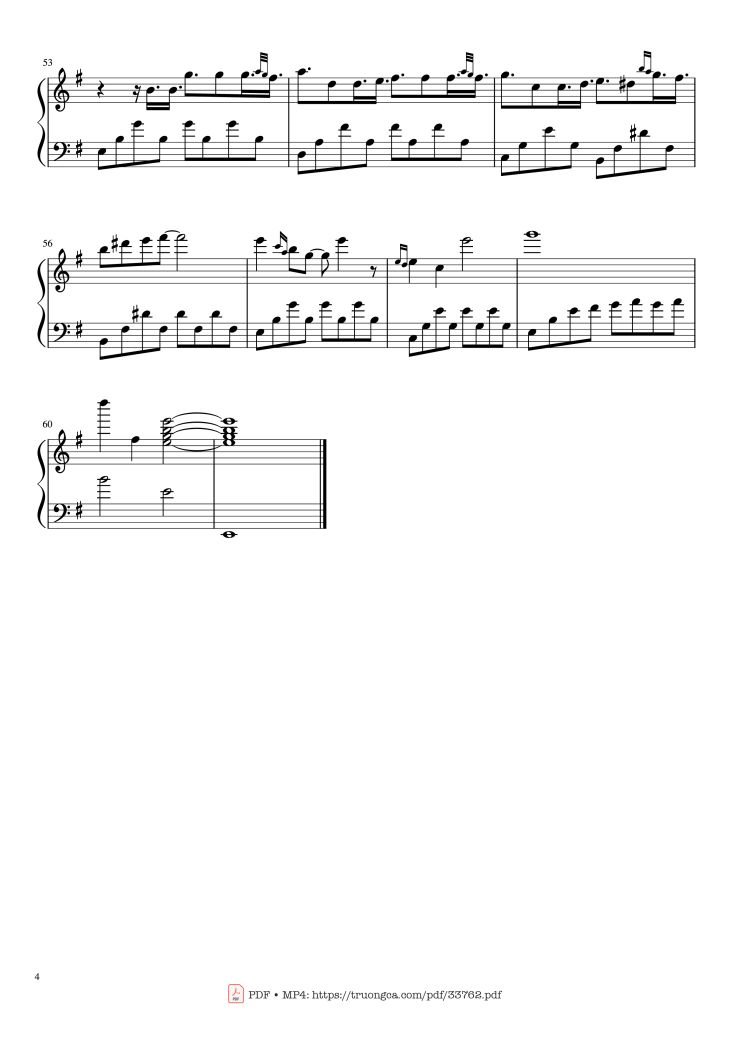 Page 4 of the piano sheet music PDF Piano – Historia de un amor Piano by Giovanni Marradi