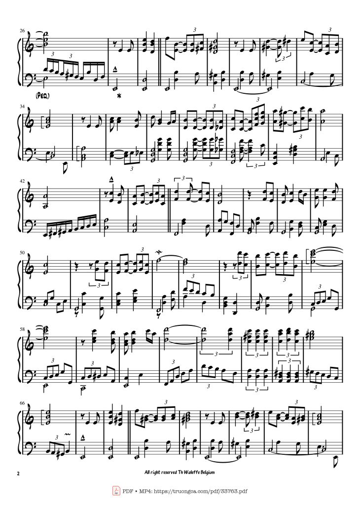 Page 2 of the piano sheet music PDF Piano – Historia de un amor piano by Carlos Eleta Almarán
