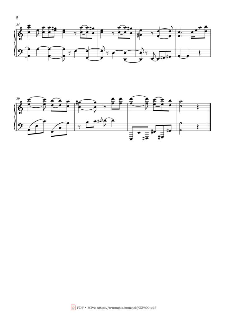 Page 2 of the piano sheet music PDF – El Gatito de Tchaikovsky Piano by Tchaikovsky