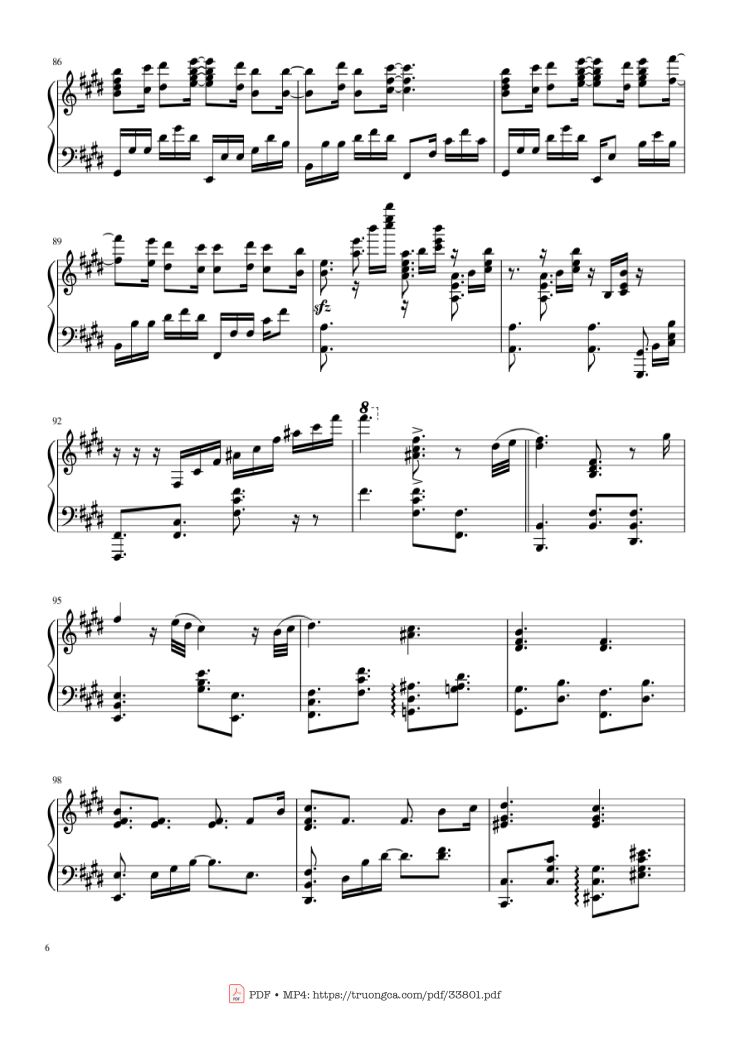 Page 6 of the piano sheet music PDF Piano – Sparkle Kimi no Na wa - (君の名は) piano by Cover by TheIshter Sheets by Bomb & Kou