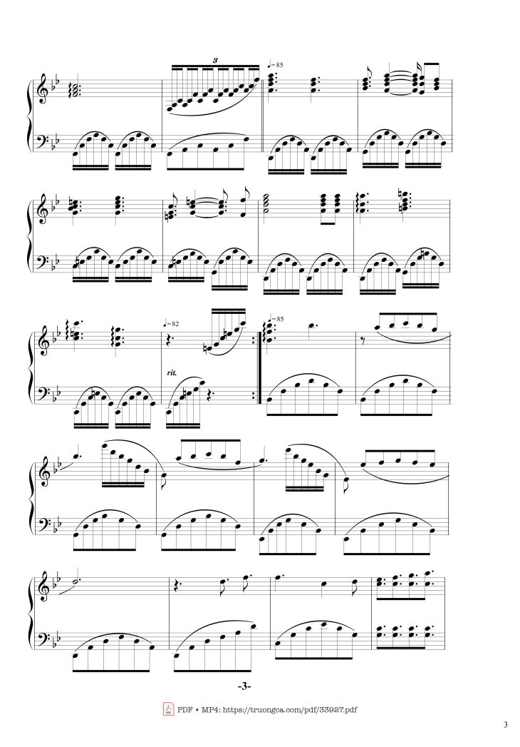 Page 3 of the piano sheet music PDF – Memory Richard Clayderman Piano cover by Richard Clayderman