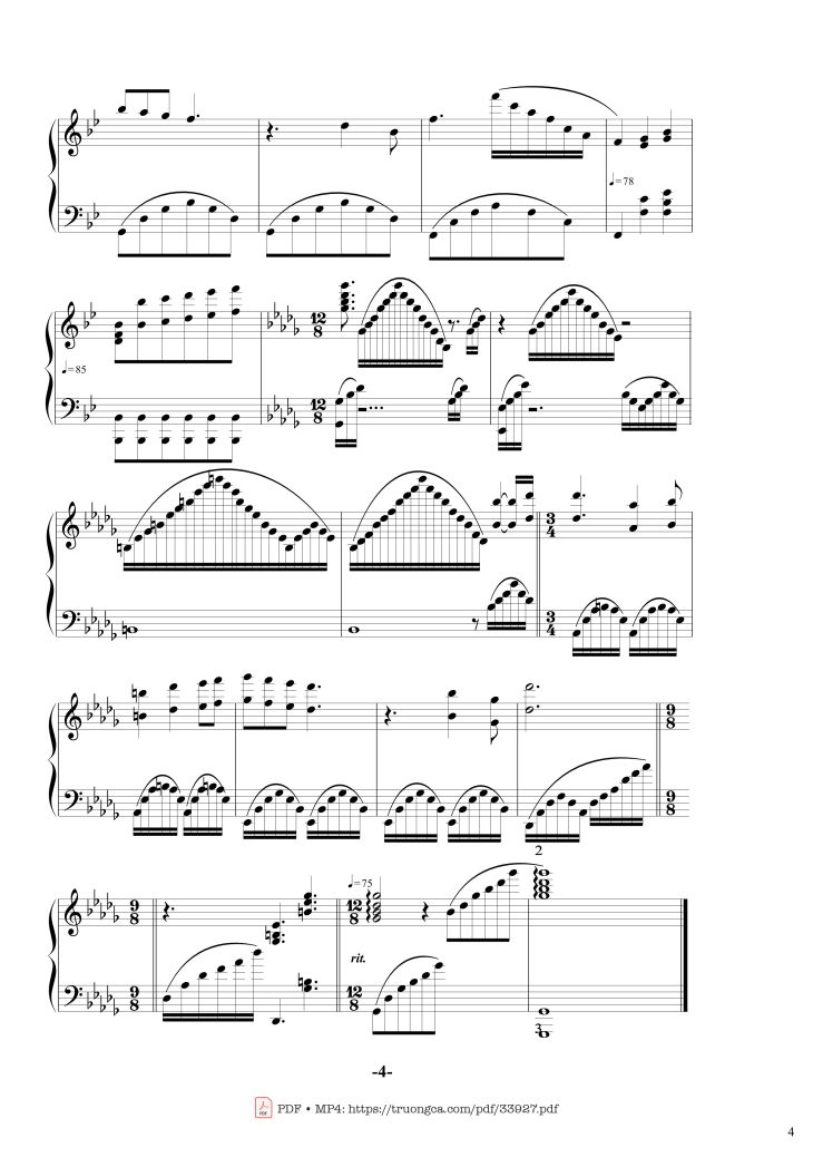 Page 4 of the piano sheet music PDF – Memory Richard Clayderman Piano cover by Richard Clayderman
