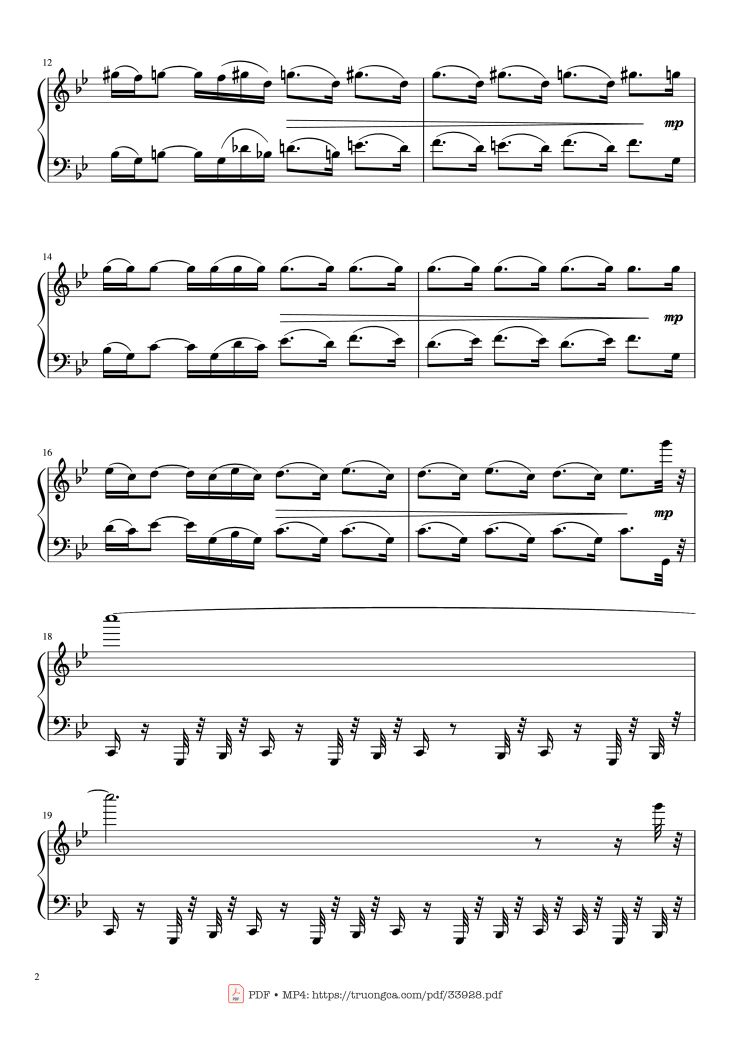 Page 2 of the piano sheet music PDF Piano – The Mandalorian Main Theme Star Wars (Easy) Piano by Ludwig Goransson