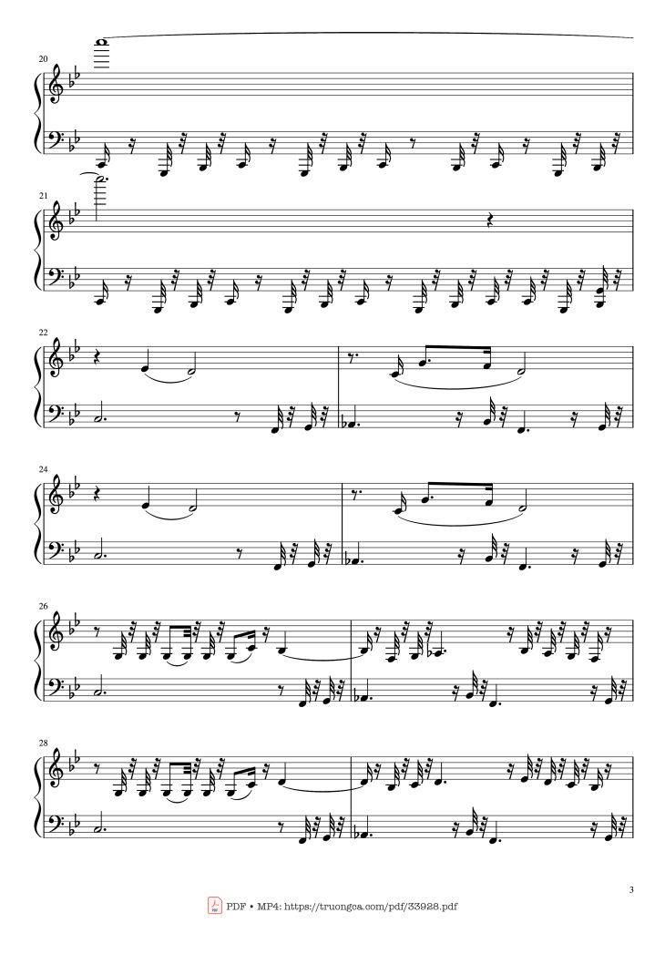 Page 3 of the piano sheet music PDF Piano – The Mandalorian Main Theme Star Wars (Easy) Piano by Ludwig Goransson