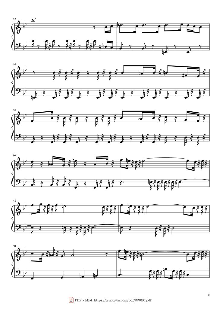 Page 5 of the piano sheet music PDF Piano – The Mandalorian Main Theme Star Wars (Easy) Piano by Ludwig Goransson