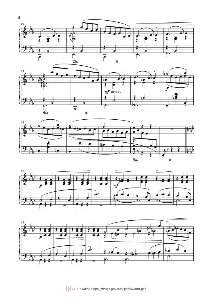 Page 2 of the piano sheet music PDF Piano – Valse Caressante in E♭ Major Piano by Ottorino Respighi