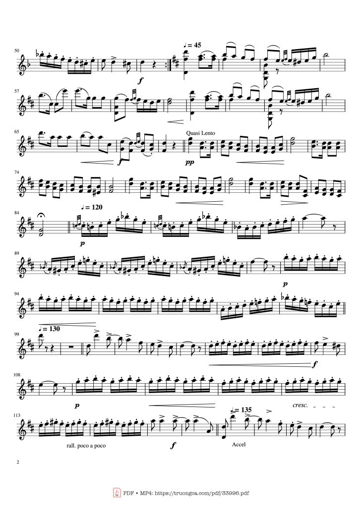 Page 2 of the piano sheet music PDF – Czardas Violin by Vittorio Monti