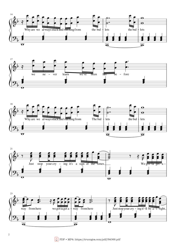 Page 2 of the piano sheet music PDF Piano – Sign Of The Times Piano by Harry Styles