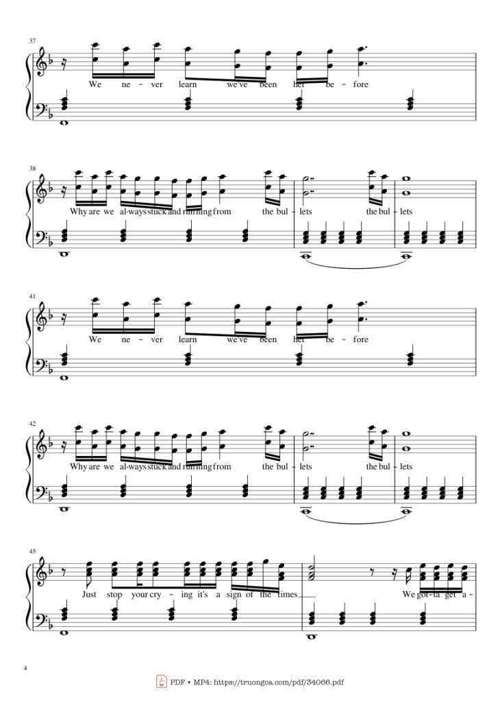 Page 4 of the piano sheet music PDF Piano – Sign Of The Times Piano by Harry Styles