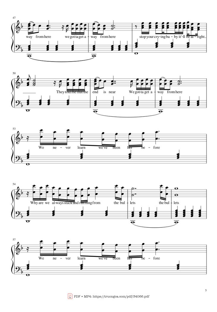 Page 5 of the piano sheet music PDF Piano – Sign Of The Times Piano by Harry Styles