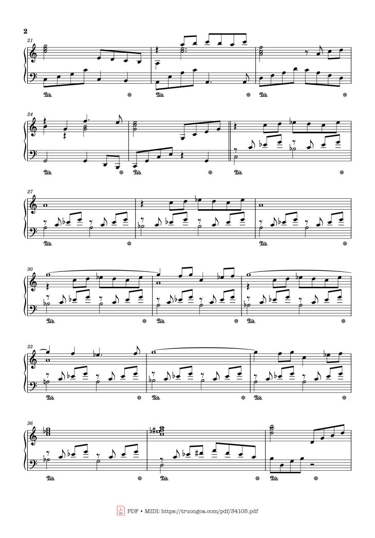 Page 2 of the piano sheet music PDF – The Homecoming Piano by Eloge