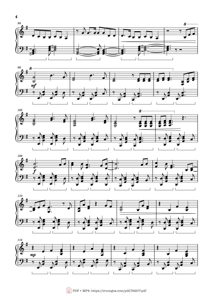 Page 4 of the piano sheet music PDF Piano – Man on the Moon, Piano Medley with Sorry by Car-Is-Ma