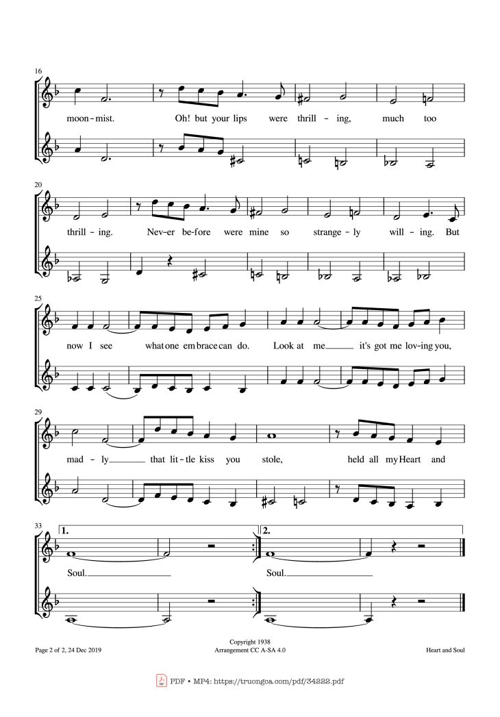 Page 2 of the piano sheet music PDF – Heart and Soul Violin by Hoagy Carmichael