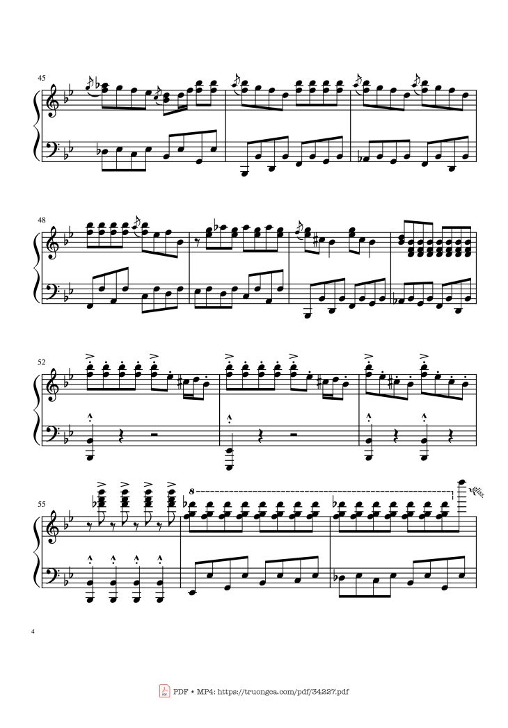 Page 4 of the piano sheet music PDF Guitar Tab – Johnny B. Goode Rock 
