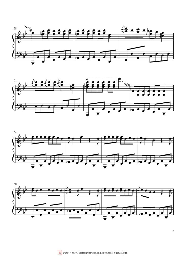 Page 5 of the piano sheet music PDF Guitar Tab – Johnny B. Goode Rock 