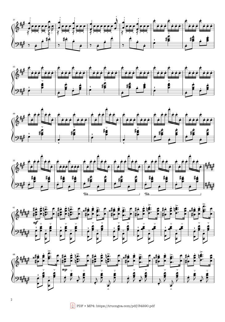 Page 2 of the piano sheet music PDF Piano – Hungarian Rhapsody No. 2 Friska Piano by Franz Liszt