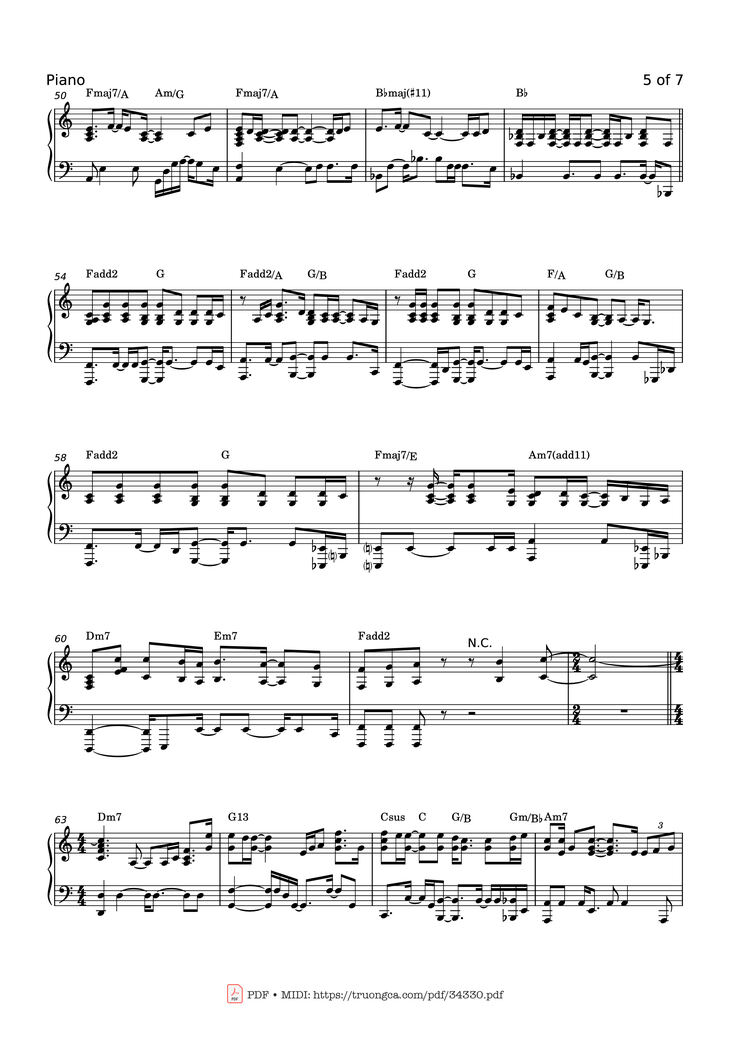 Page 5 of the piano sheet music PDF Piano – GRAVITY Piano by SARA BAREILLES