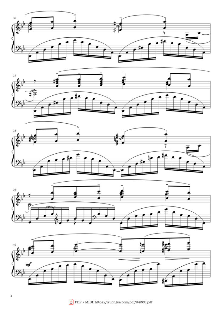 Page 4 of the piano sheet music PDF Piano – Prélude in G Minor Piano by Sergei Vasilievich Rachmaninoff (1873 - 1943