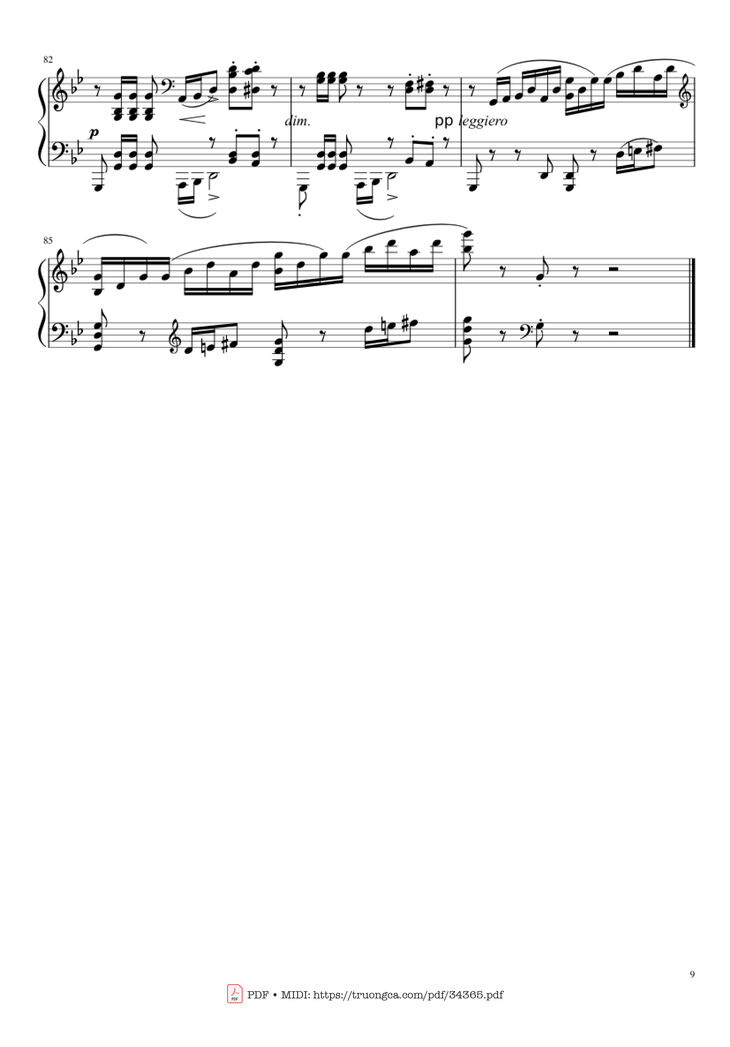 Page 9 of the piano sheet music PDF Piano – Prélude in G Minor Piano by Sergei Vasilievich Rachmaninoff (1873 - 1943