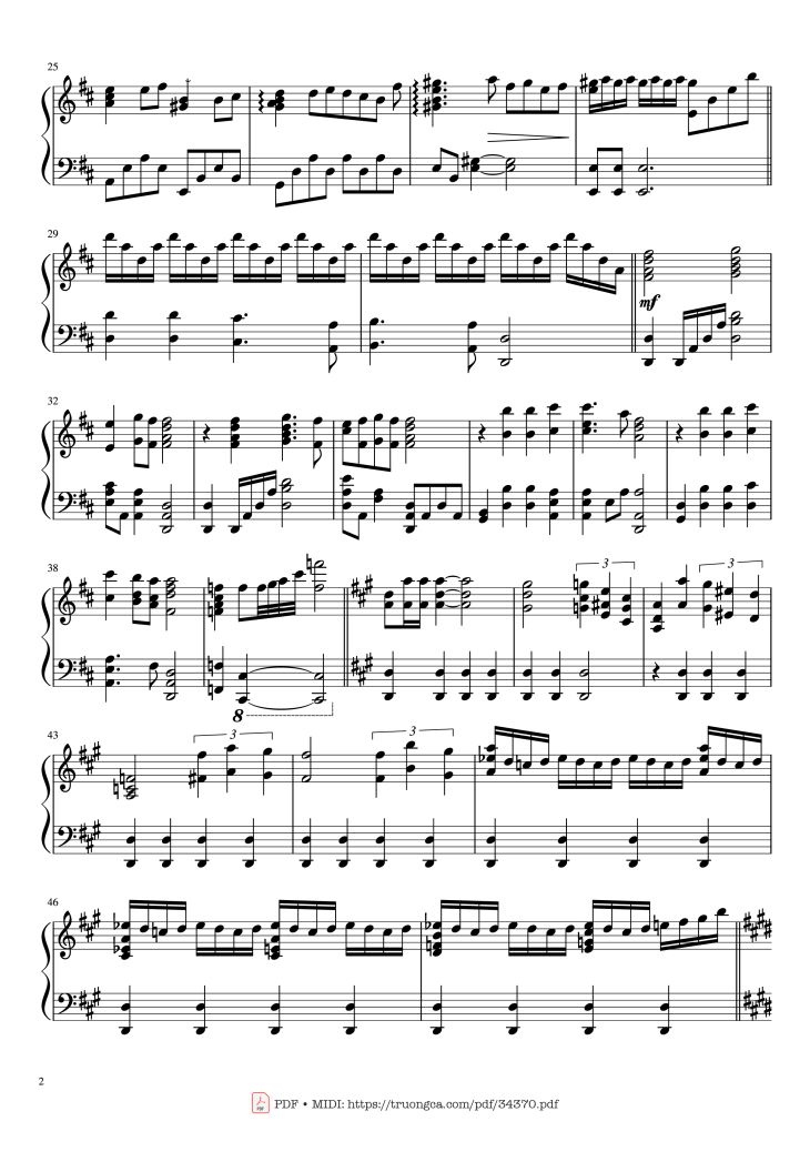 Page 2 of the piano sheet music PDF Piano – Test Drive - How to Train Your Dragon Piano by John Powell