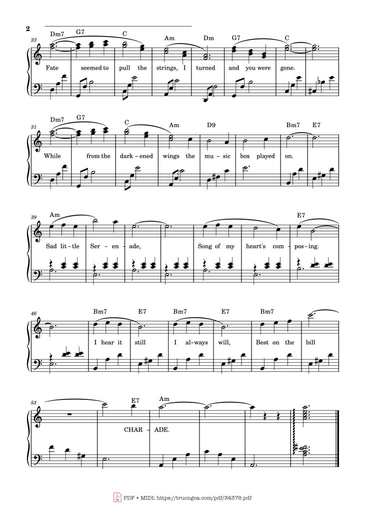 Page 2 of the piano sheet music PDF Piano – Charade - Henry Mancini Piano by Henry Mancini