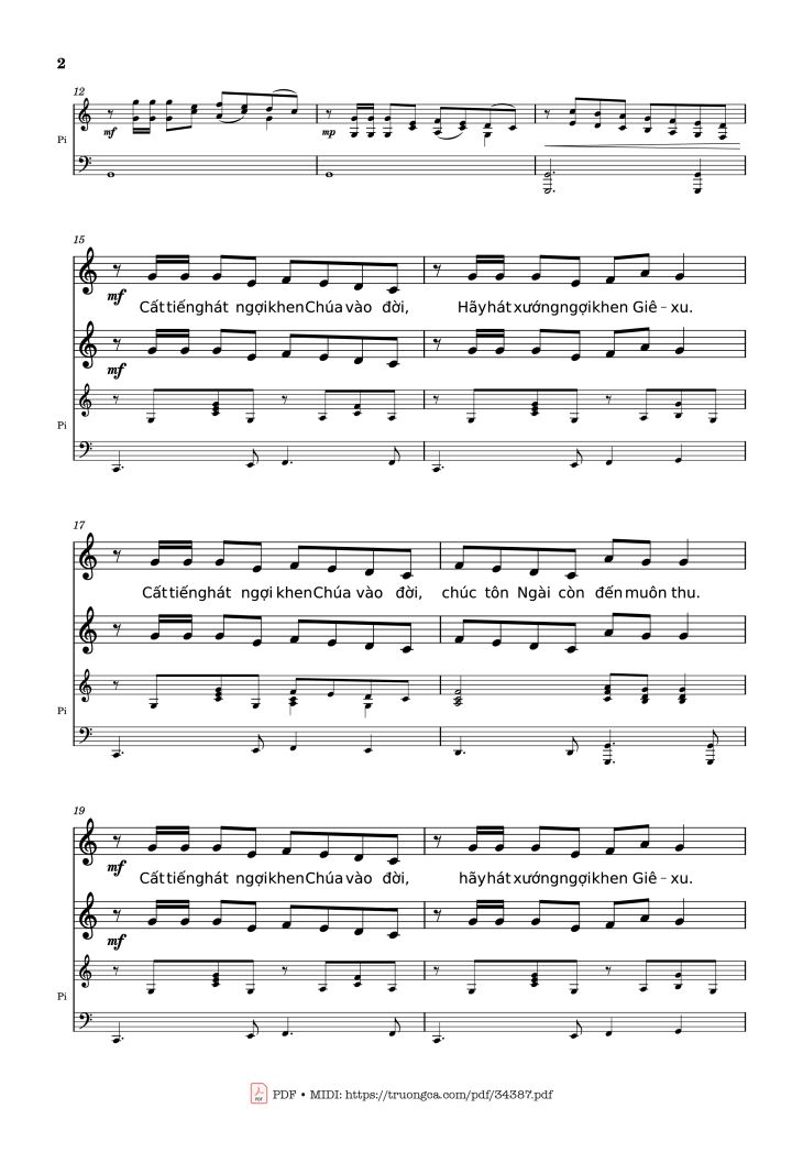 Page 2 of the piano sheet music PDF – NGỢI KHEN CHÚA VÀO ĐỜI Piano by Nhạc: JOSHEPH M. MARTIN