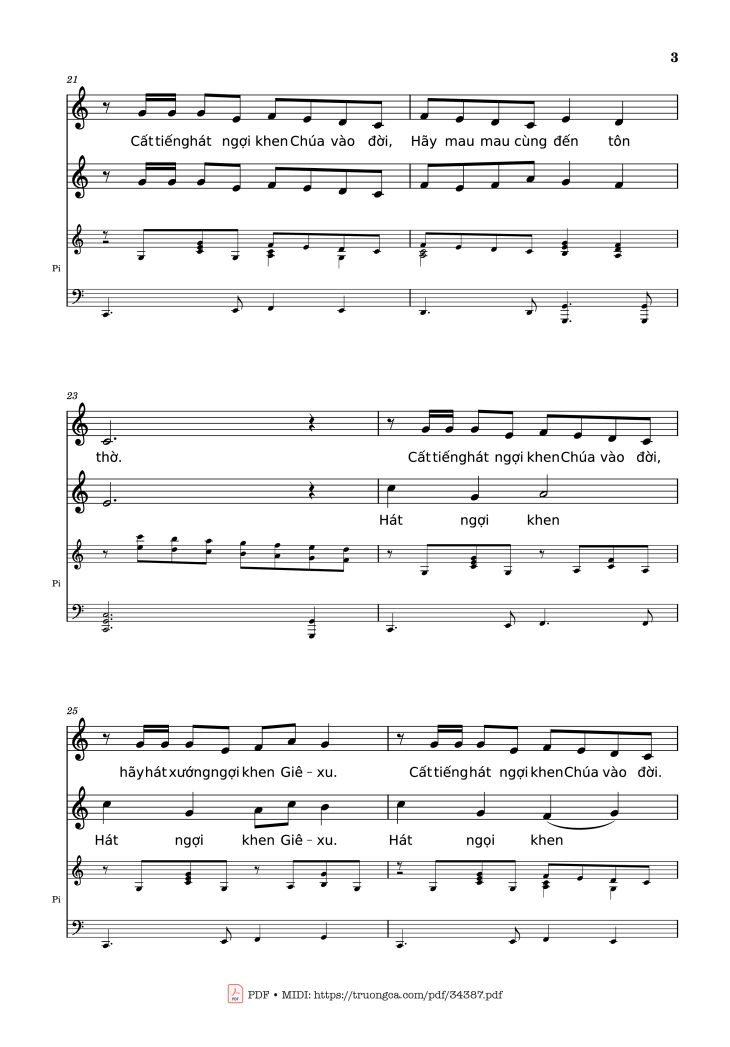 Page 3 of the piano sheet music PDF – NGỢI KHEN CHÚA VÀO ĐỜI Piano by Nhạc: JOSHEPH M. MARTIN