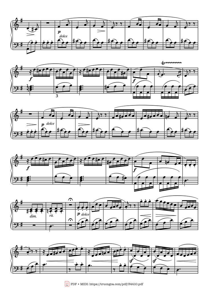Page 2 of the piano sheet music PDF Piano – RONDO from Sonatina Op. 36 No.2 Piano by CLEMENTI