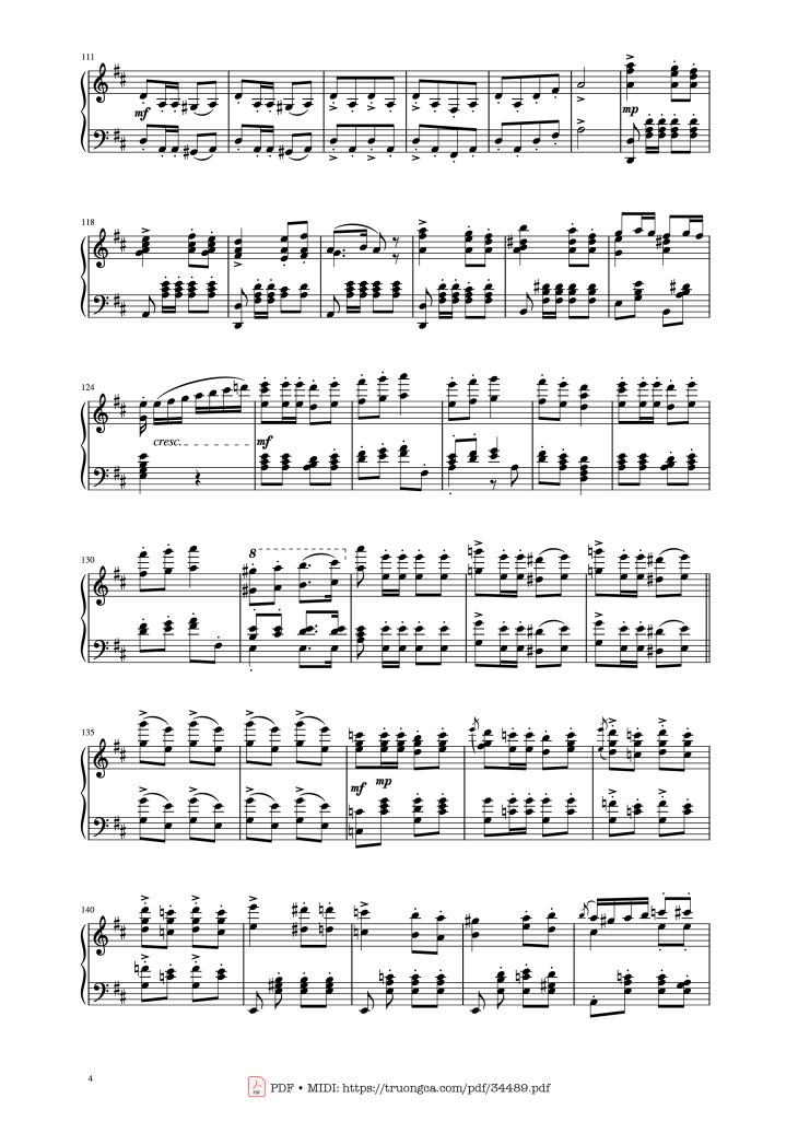 Page 4 of the piano sheet music PDF Piano – March Militaire Piano by Franz Shubert