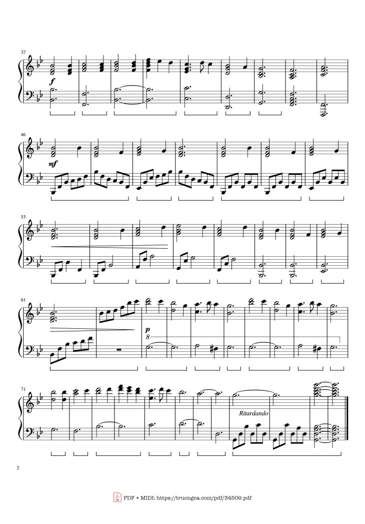Page 2 of the piano sheet music PDF – We Three Kings Piano by John Henry Hopkins Jr