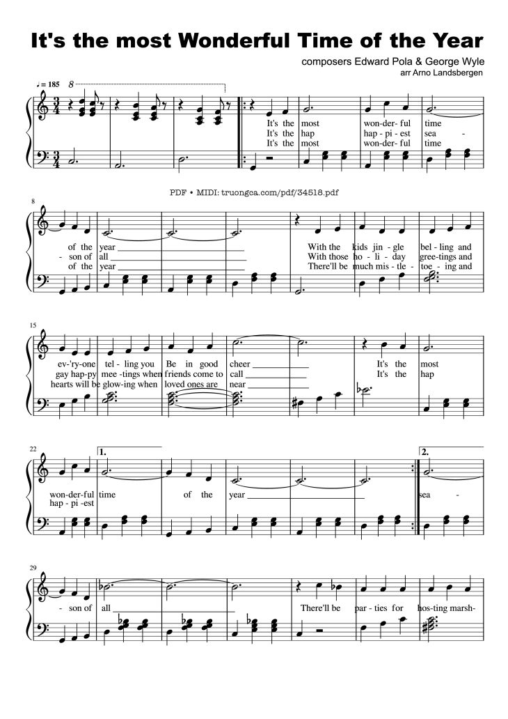 Page 1 of the piano sheet music PDF Piano – It