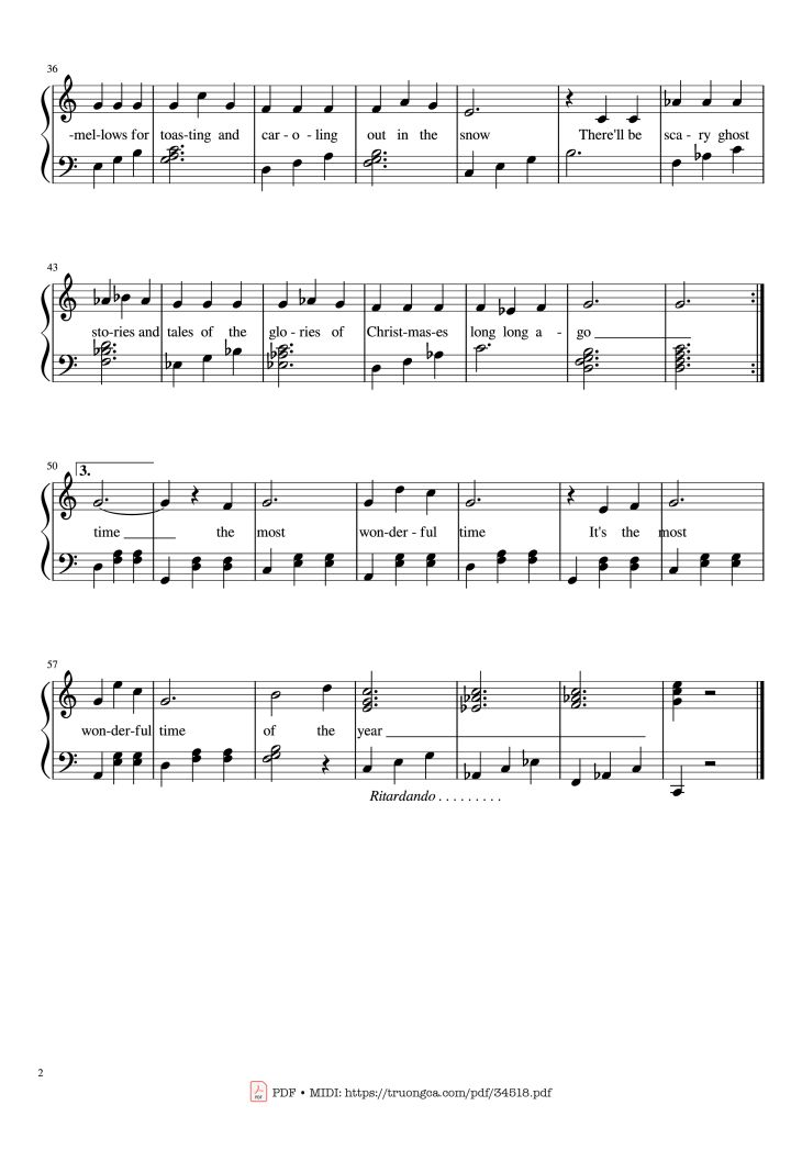 Page 2 of the piano sheet music PDF Piano – It