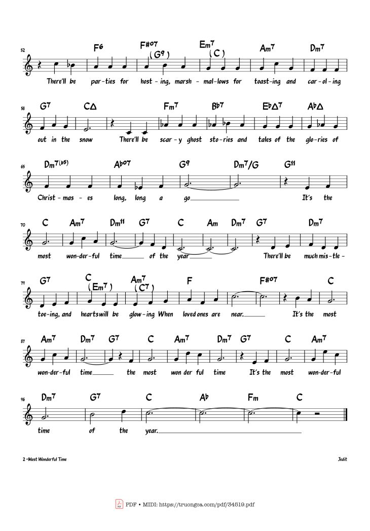 Page 2 of the piano sheet music PDF Piano – It