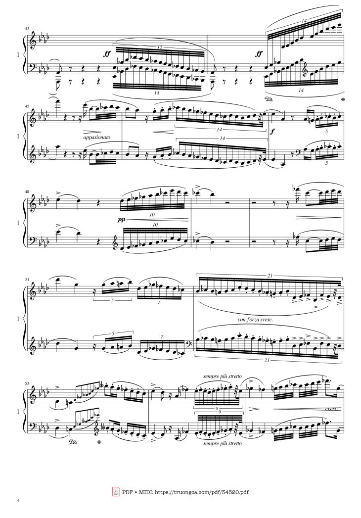 Page 4 of the piano sheet music PDF Piano – Chopin Concerto No.2, Op.21, Larghetto by Frédéric Chopin