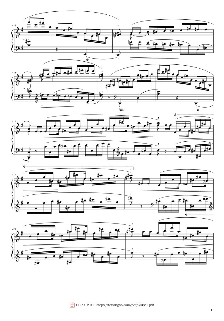 Page 11 of the piano sheet music PDF Piano – Chopin Concerto No.1, Op.11, Allegro Maestoso Piano by Frédéric Chopin