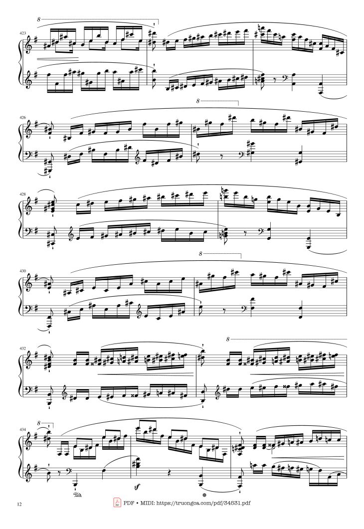 Page 12 of the piano sheet music PDF Piano – Chopin Concerto No.1, Op.11, Allegro Maestoso Piano by Frédéric Chopin
