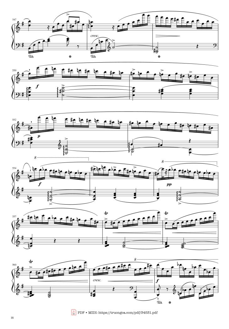 Page 18 of the piano sheet music PDF Piano – Chopin Concerto No.1, Op.11, Allegro Maestoso Piano by Frédéric Chopin