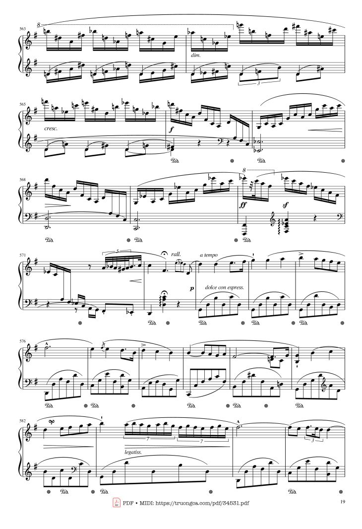 Page 19 of the piano sheet music PDF Piano – Chopin Concerto No.1, Op.11, Allegro Maestoso Piano by Frédéric Chopin