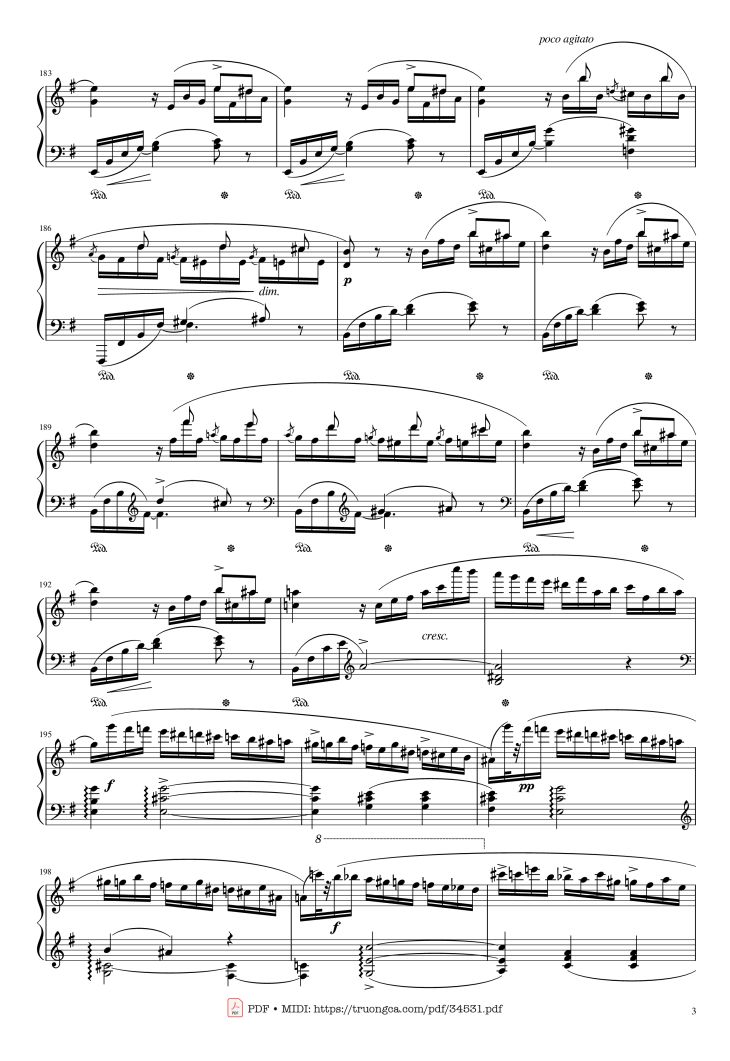 Page 3 of the piano sheet music PDF Piano – Chopin Concerto No.1, Op.11, Allegro Maestoso Piano by Frédéric Chopin
