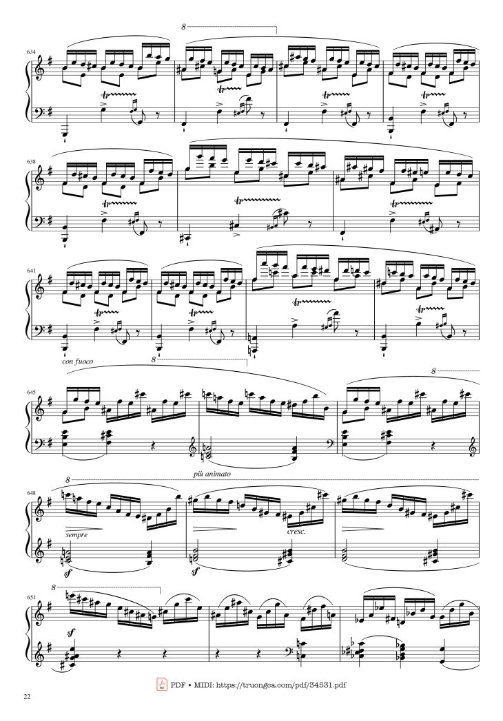 Page 22 of the piano sheet music PDF Piano – Chopin Concerto No.1, Op.11, Allegro Maestoso Piano by Frédéric Chopin