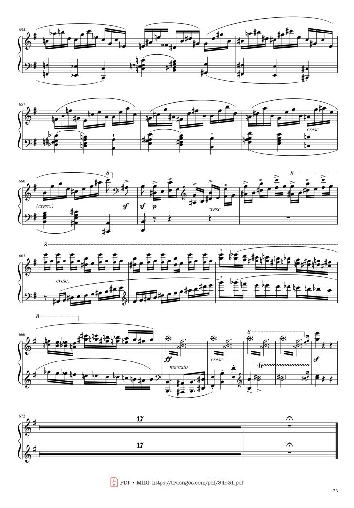 Page 23 of the piano sheet music PDF Piano – Chopin Concerto No.1, Op.11, Allegro Maestoso Piano by Frédéric Chopin