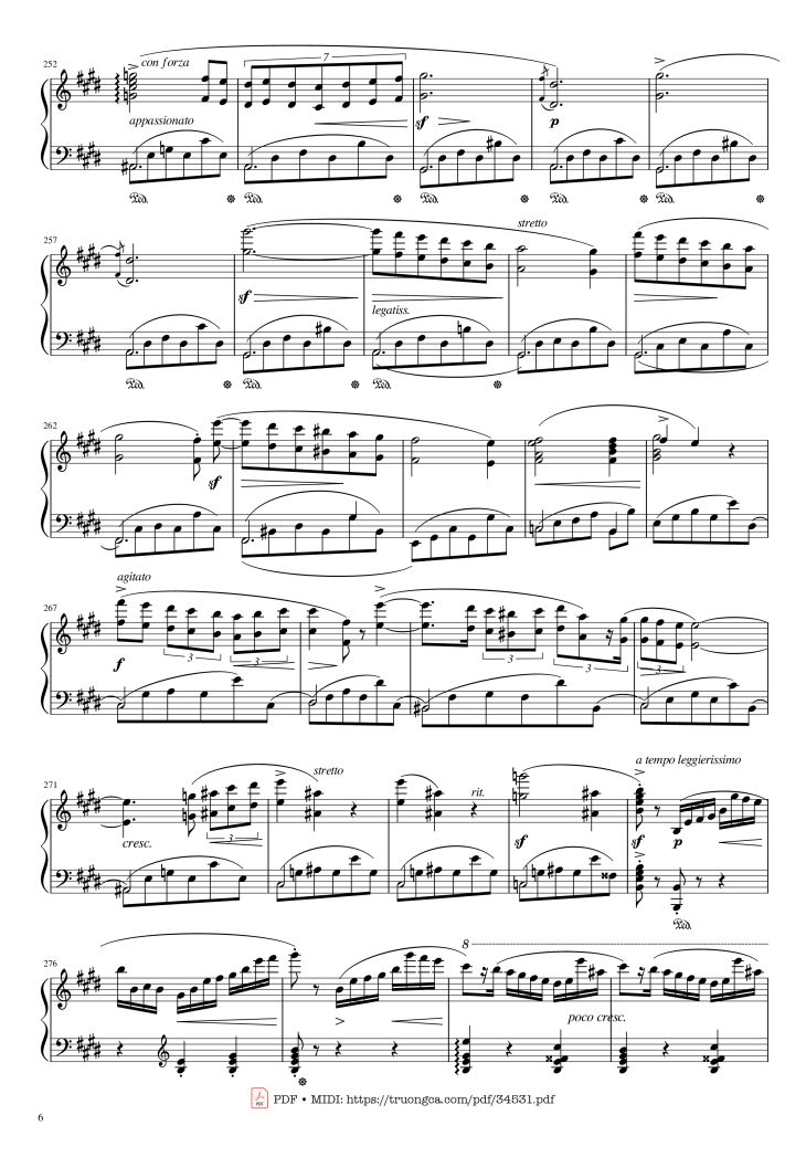Page 6 of the piano sheet music PDF Piano – Chopin Concerto No.1, Op.11, Allegro Maestoso Piano by Frédéric Chopin
