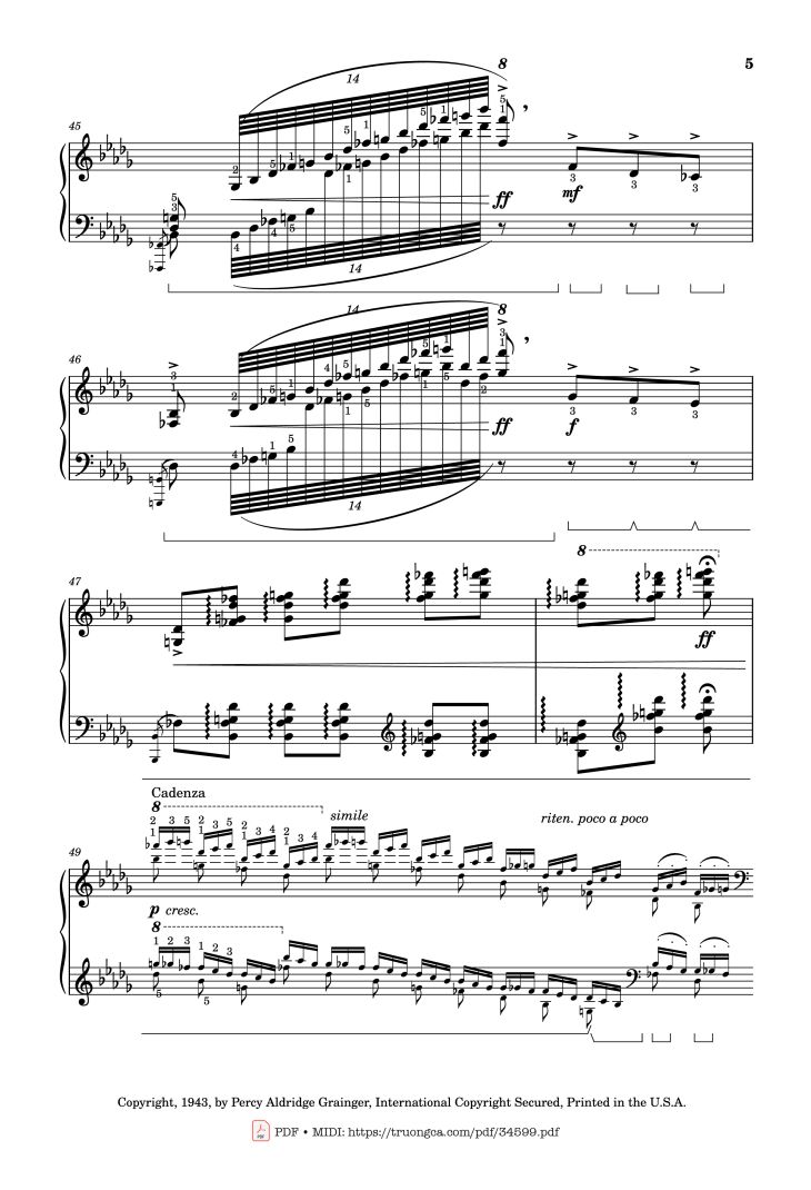 Page 5 of the piano sheet music PDF Piano – Tchaikovsky